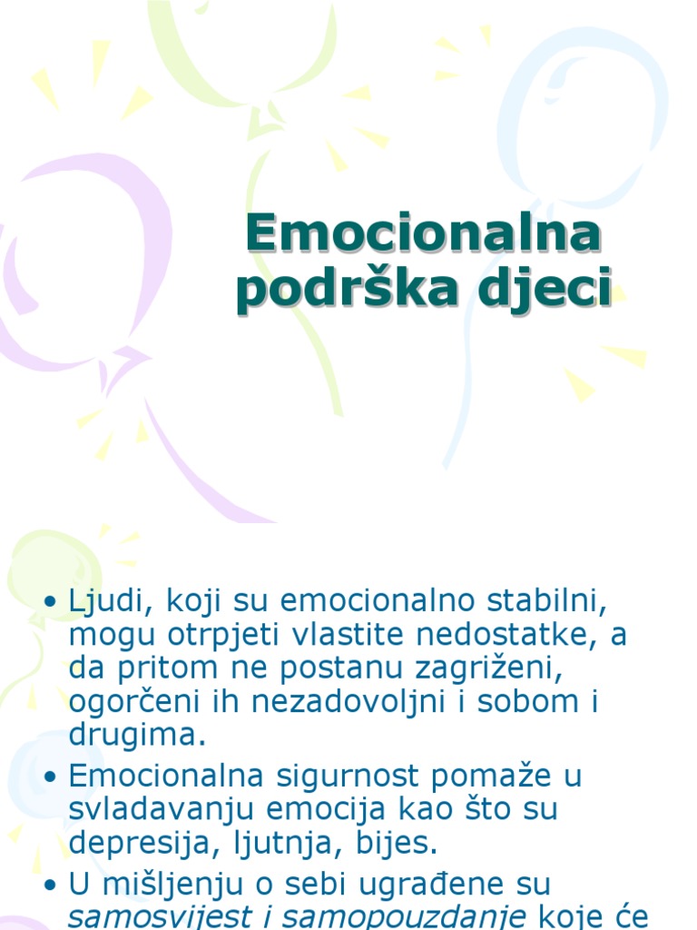 Emocionalna Podrska Djeci | PDF