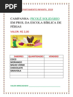 Departamento Infantil 2019 Campanha Picolé