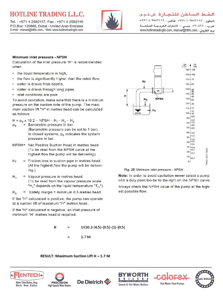 Maximum Suction Lift Calculations PDF