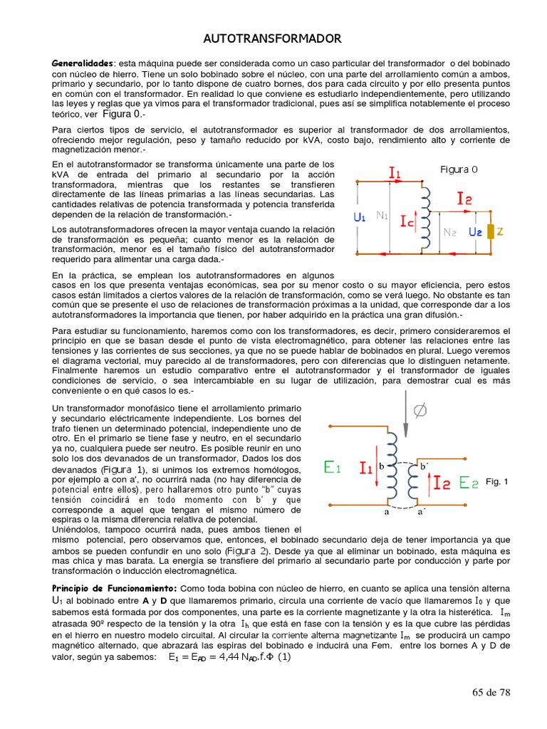 Funcionamiento y Ventajas del Autotransformador | PDF | Ingeniería de ...