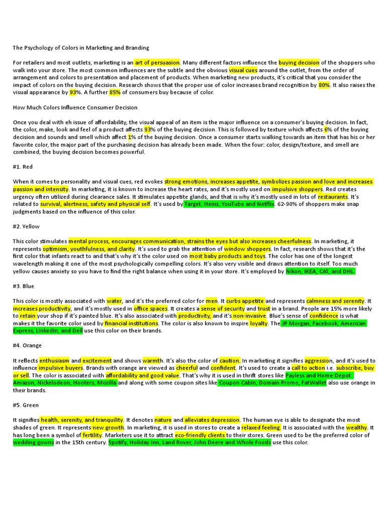 Color Psychology in Marketing Strategies | PDF | Retail | Brand