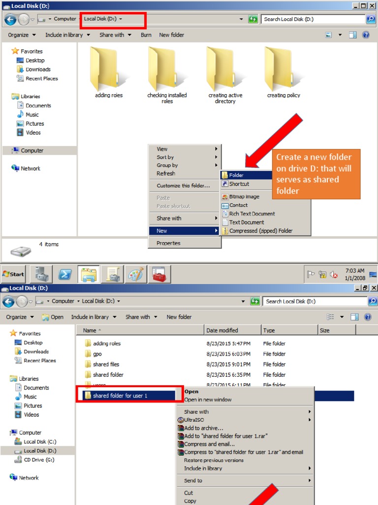 Create A New Folder On Drive D: That Will Serves As Shared Folder | PDF ...