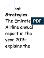 Current Strategies:: The Emirates Airline Annual Report in The Year 2015 Explains The