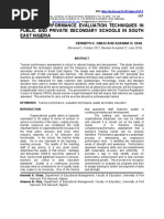 Teacher Performance Evaluation Techniques in Public and Private Secondary Schools in South East Nigeria