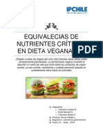 Equivalecias de Nutrientes Críticos en Dieta Vegana