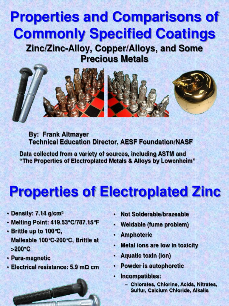 Properties and Comparisons of Commonly Specified Coatings Zinc/Zinc