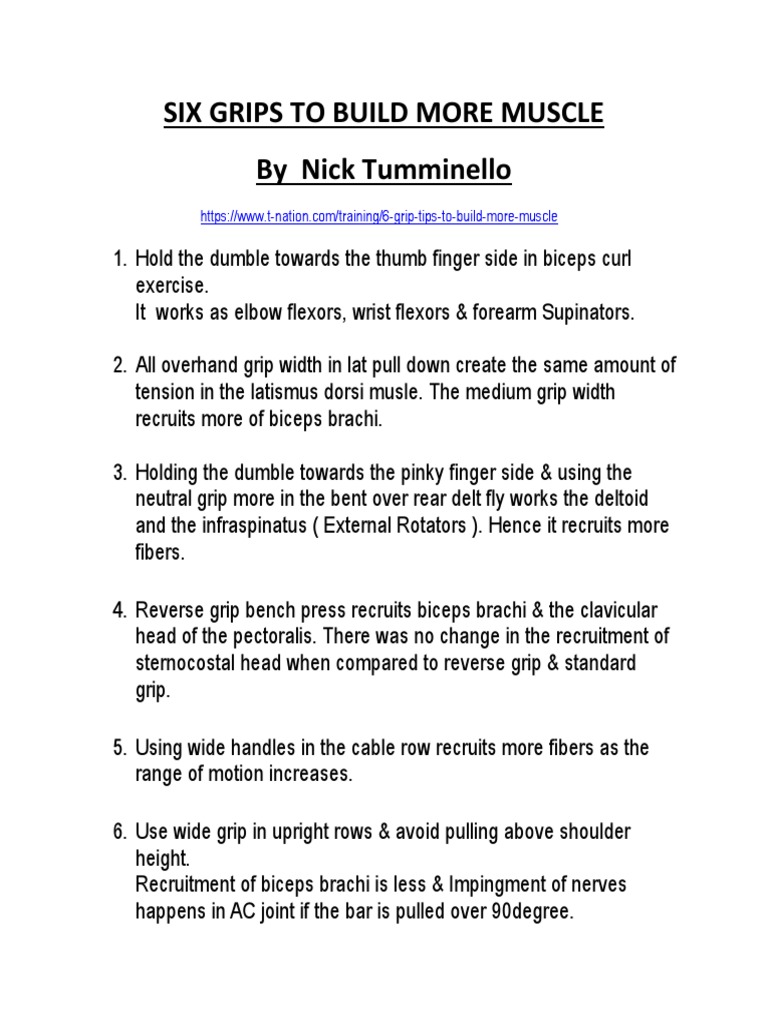 Six Grips To Build More Muscle by Nick Tumminello PDF