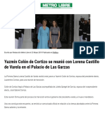 Yazmín Colón de Cortizo se reunió con Lorena Castillo de Varela en el Palacio de Las Garzas - Metro Libre