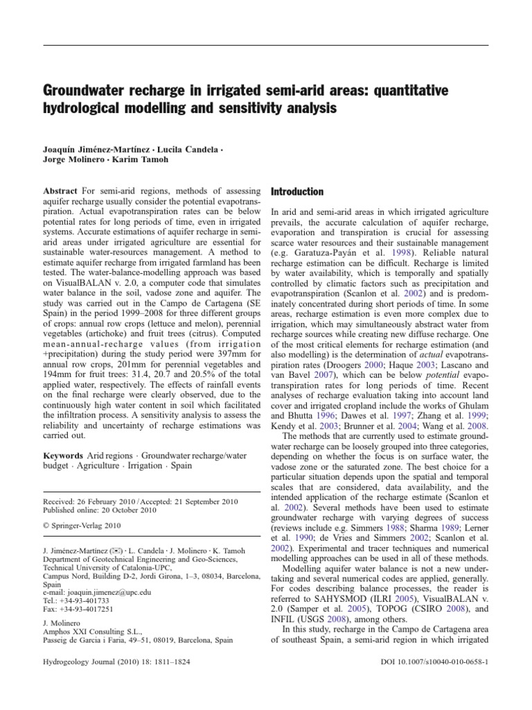 Groundwater Recharge in Semi-Arid Spain | PDF | Evapotranspiration ...