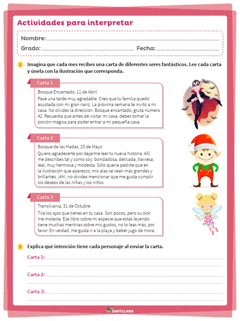 Taller de Lenguaje Grado Tercero - Actividades para Interpretar | PDF