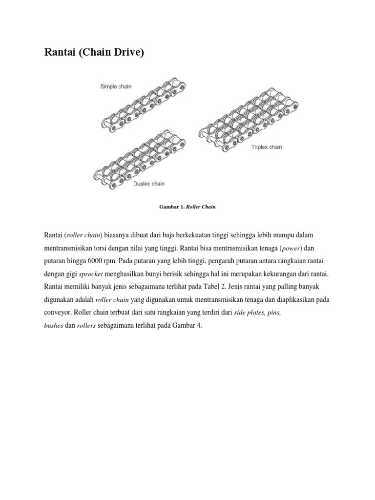 Jenis dan Ukuran Rantai Roller | PDF | Sains & Matematika