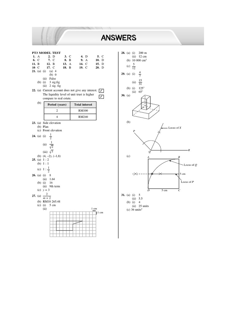 PT3 Mathematics Model Test Answers | PDF | Nature