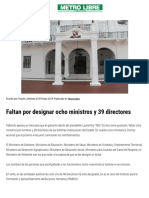 Faltan Por Designar Ocho Ministros y 39 Directores - Metro Libre