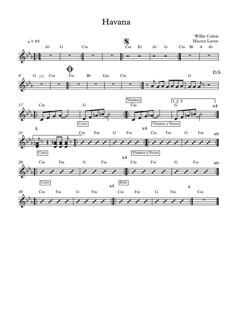 Havana Partitura Completa PDF Entretenimiento (general)