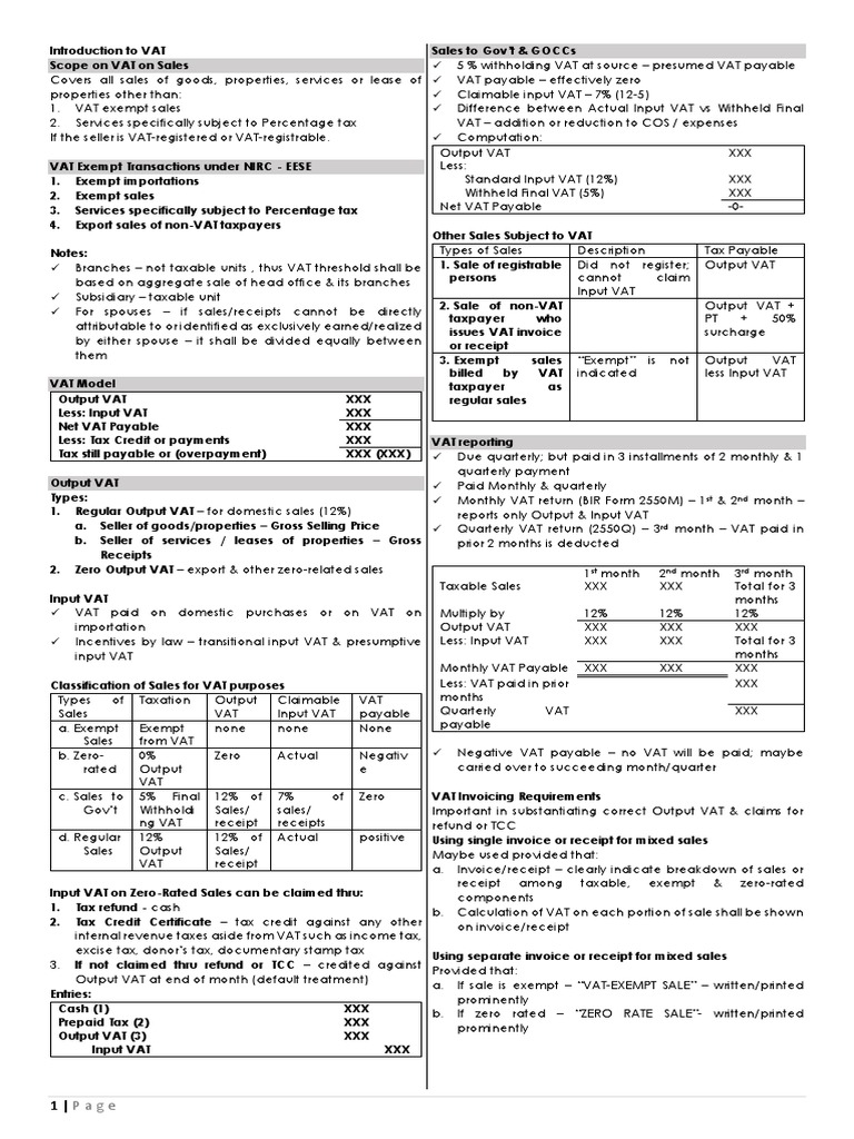 Tax Bt Introduction To Vat Pdf Value Added Tax Invoice