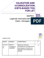 VALIDATION AND INTEGRATION OF NCBTS-BASED TOS FOR LET