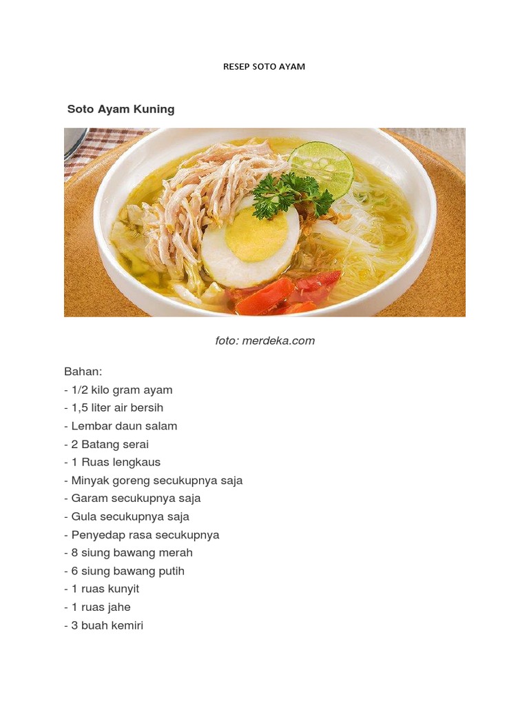 Resep Soto Ayam