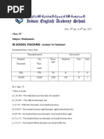 In School Teaching: Class: IV Subject: Mathematics - Sunday To Thursday