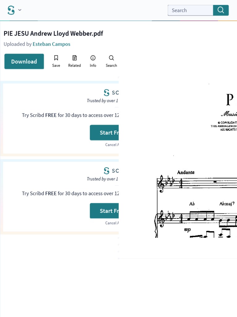 PIE JESU Andrew Lloyd Webber PDF | PDF