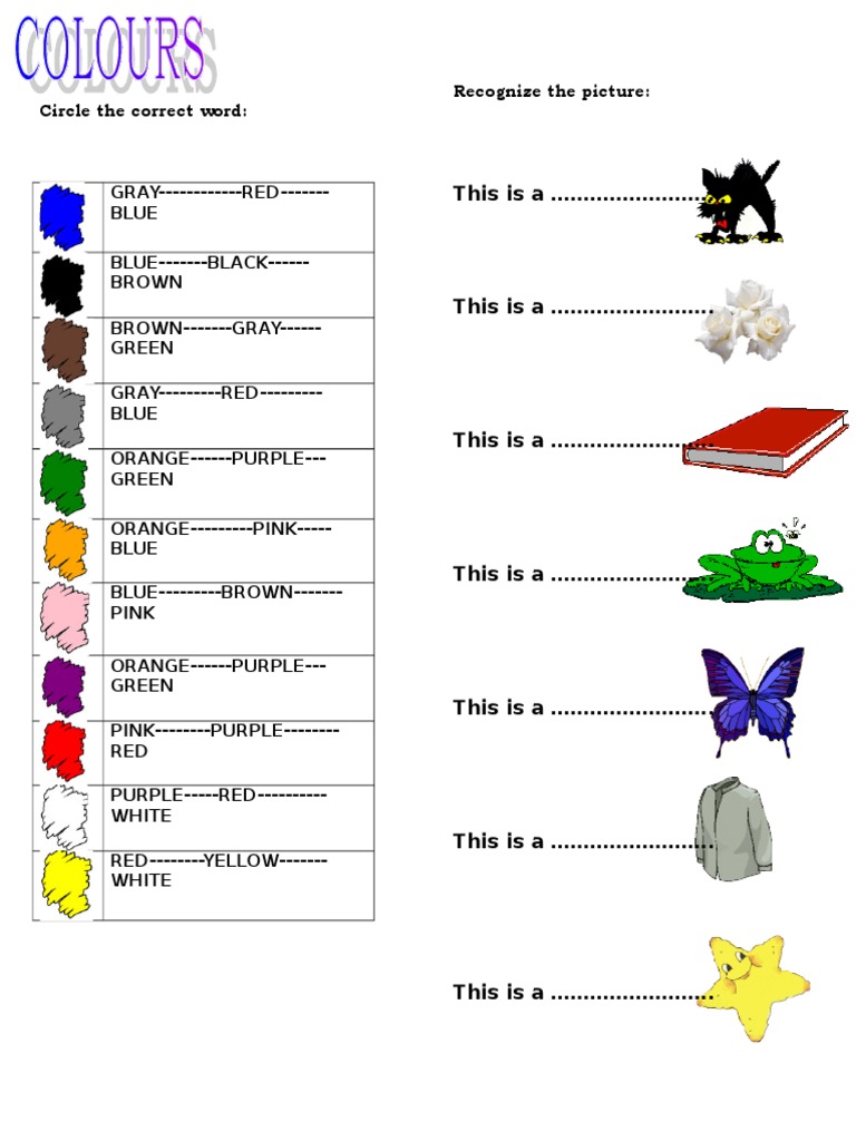 Color Recognition Activity Worksheet | PDF