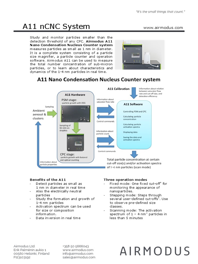 A11 NCNC System: Nano Condensation Nucleus Counter System | PDF ...