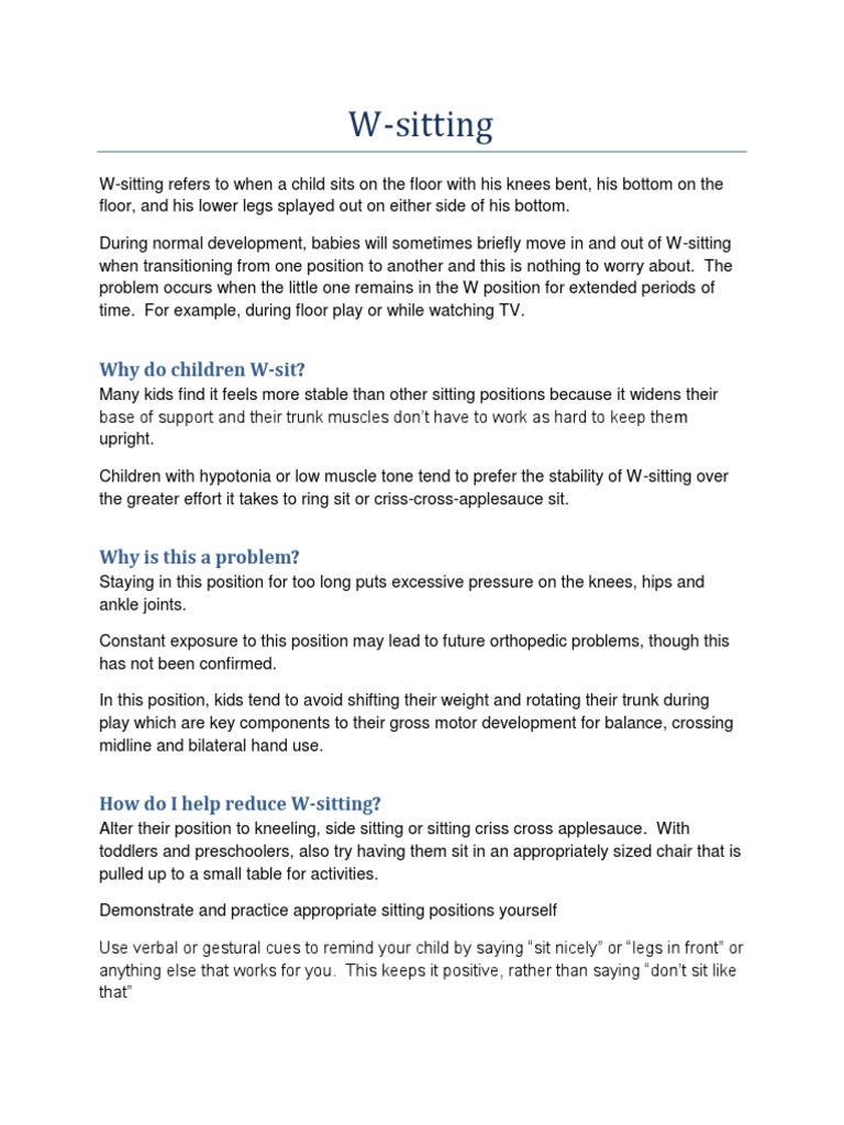 Understanding W-Sitting in Children | PDF