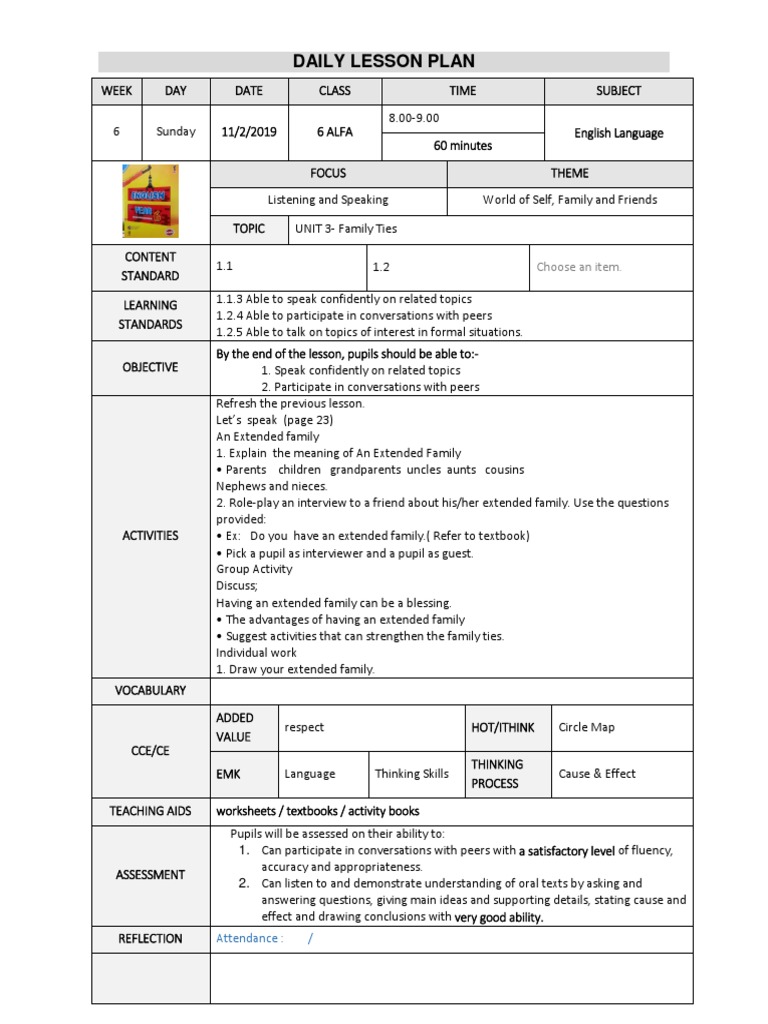 Daily Lesson Plan Year 6 Week 6 | PDF | Lesson Plan | Poetry