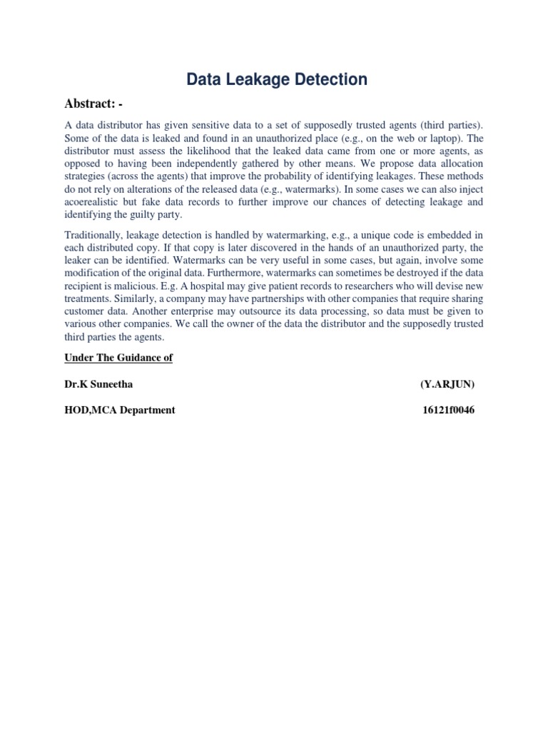 Data Leakage Detection Strategies | PDF