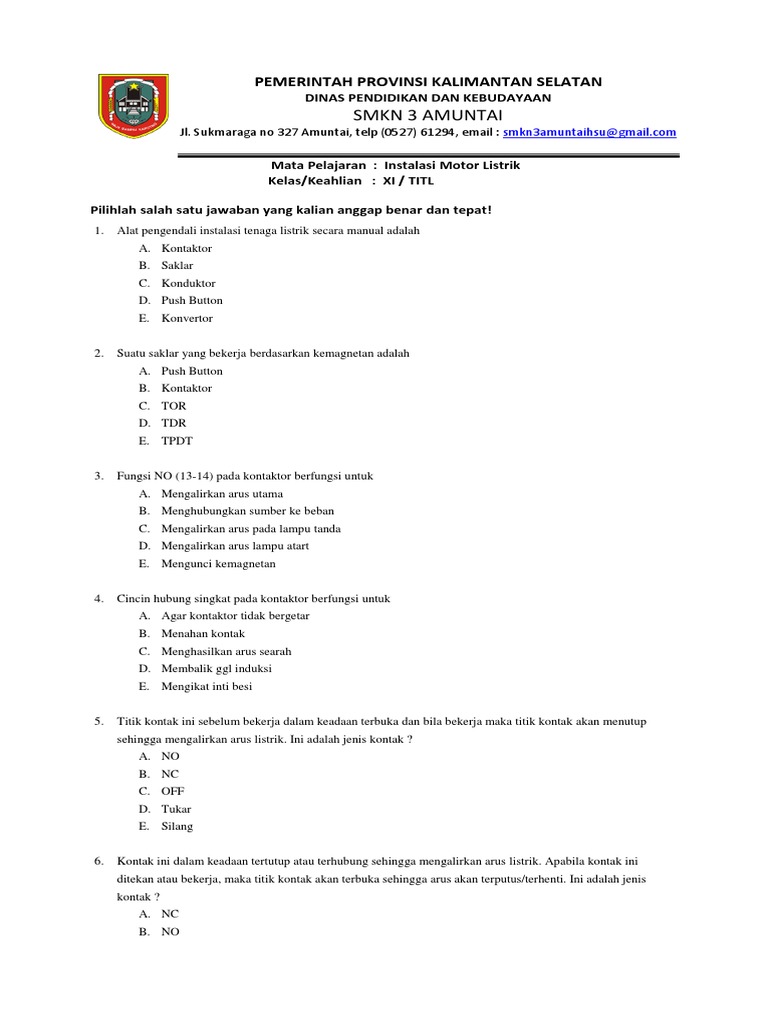 Soal UAS Kelas XI IML 2019  PDF