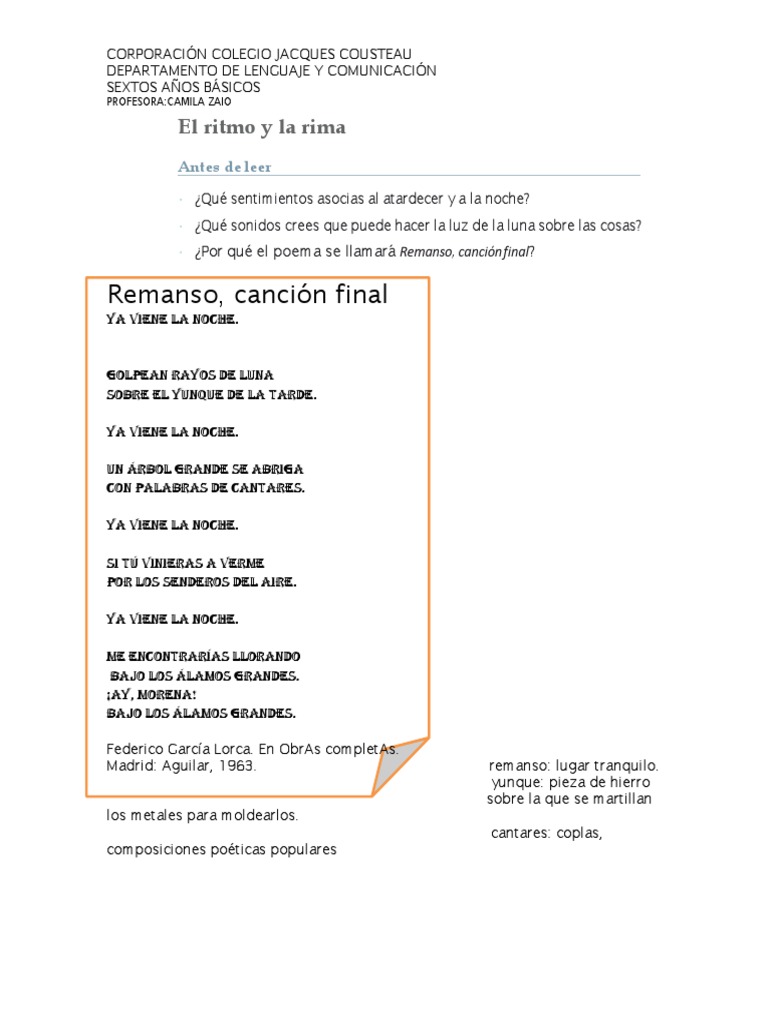 Rimas y Ritmos en la Poesía Escolar | PDF | Rima | Poesía