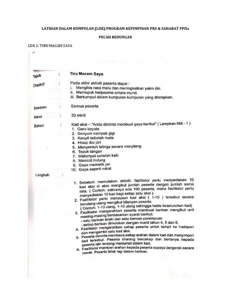 Aktiviti Ldk Ice Breaking Pdf