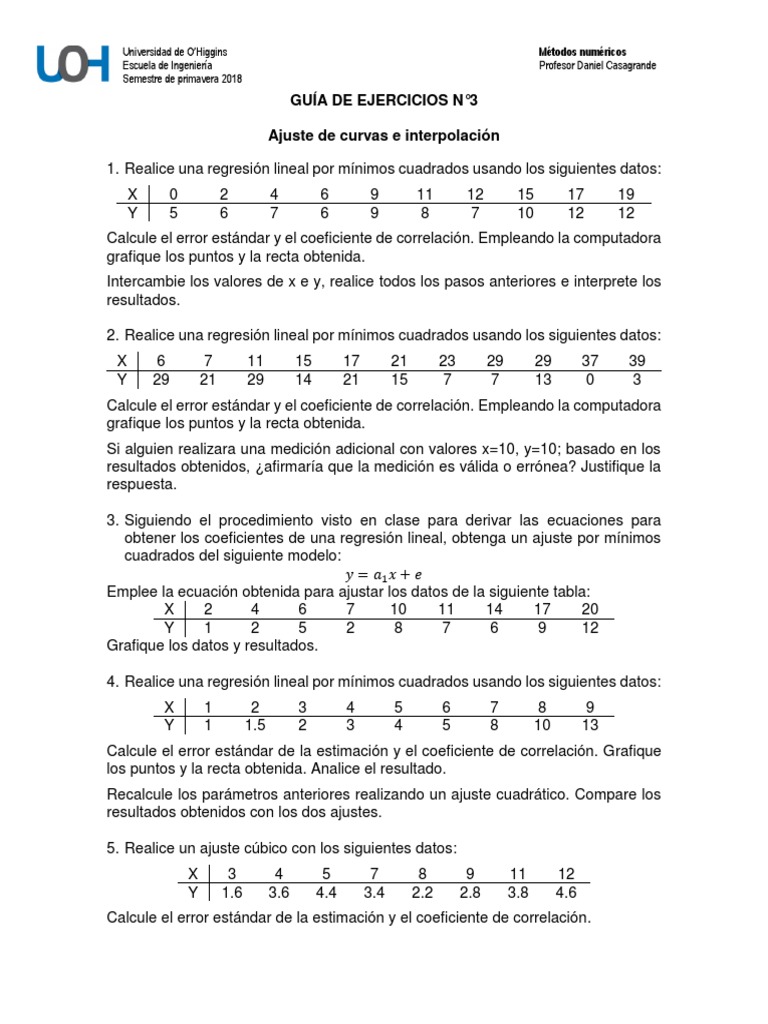 Mn Guia3 Pdf Regresion Lineal Minimos Cuadrados