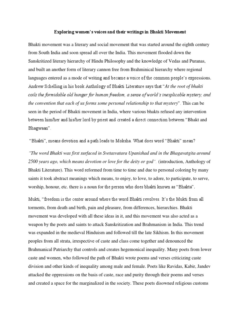 Women Poets in the Bhakti Movement | PDF | Bhakti | Bhakti Movement