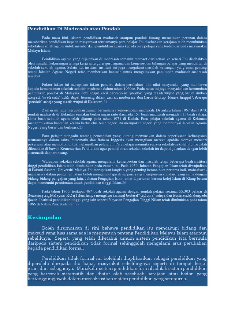 Pendidikan Di Madrasah Atau Pondok  PDF