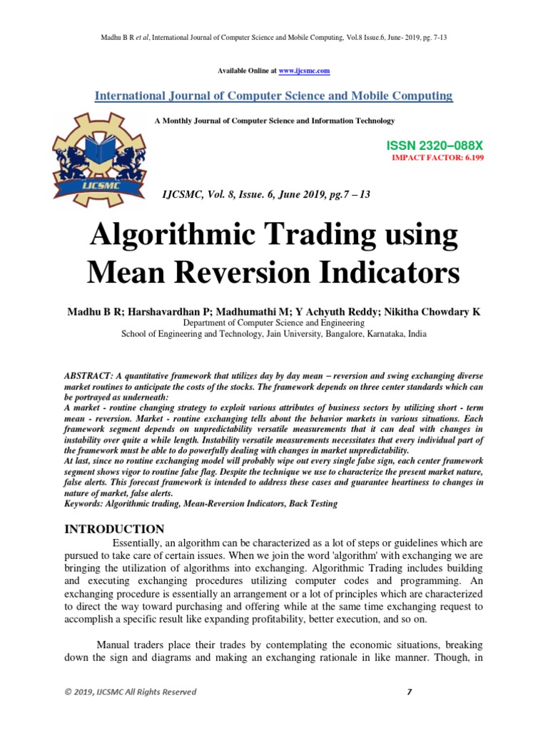 Algorithmic Trading Using Mean Reversion PDF | PDF | Algorithmic ...