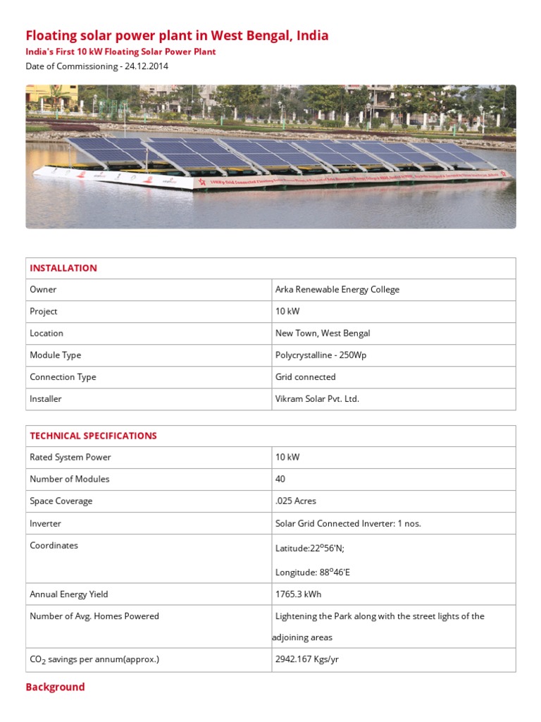 Floating Solar Plant | PDF | Solar Power | Solar Panel
