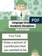 Language Used in Academic Disciplines: Mariechris M. David