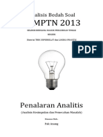 Analisis Bedah Soal SBMPTN 2013 Kemampuan Penalaran Analitik (Analisis Kesimpulan Dan Pemecahan Masalah)