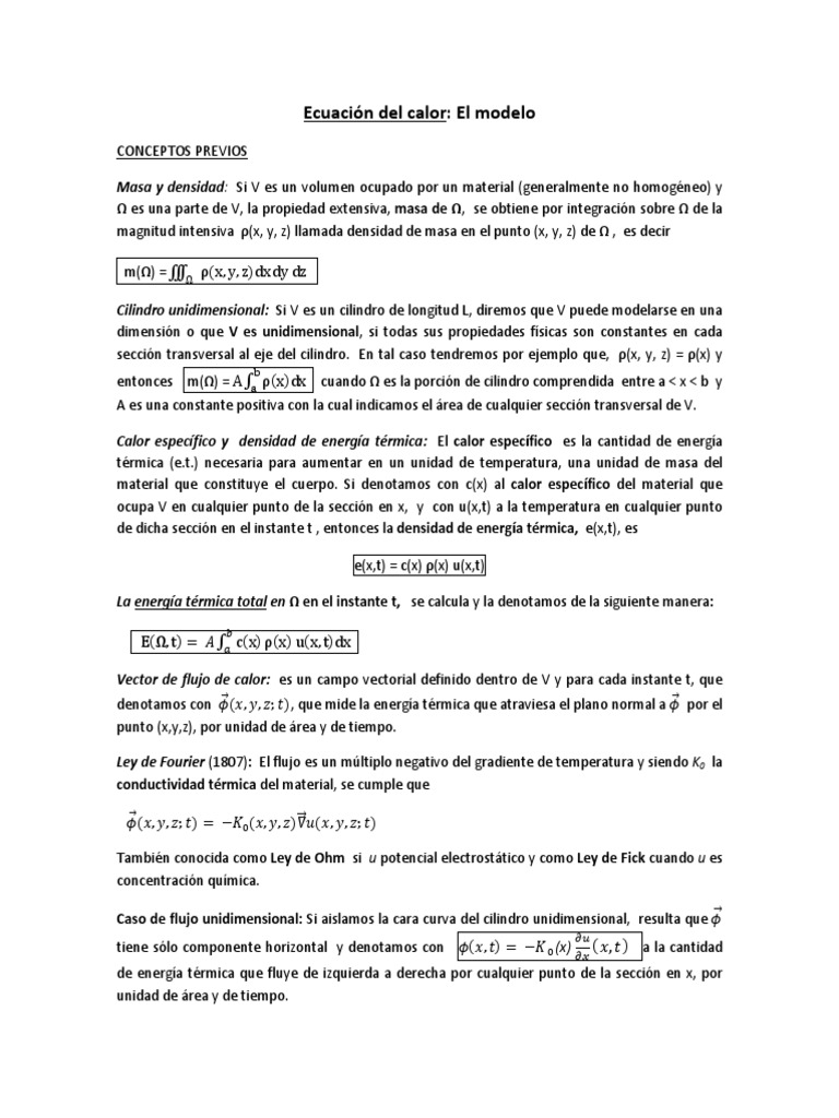 Ecuacion Del Calor PDF Temperatura Calor