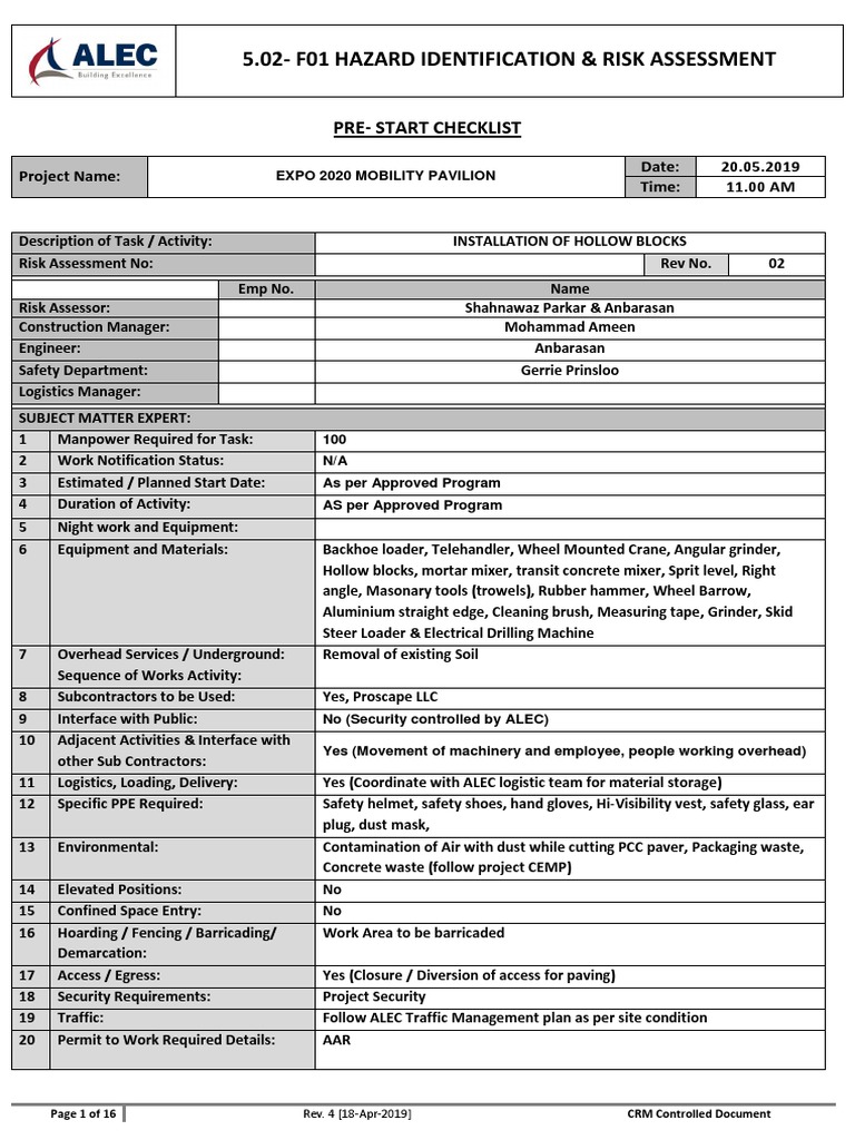 Hazard Identification and Risk Assessment HLS Ver.3 | PDF | Risk ...