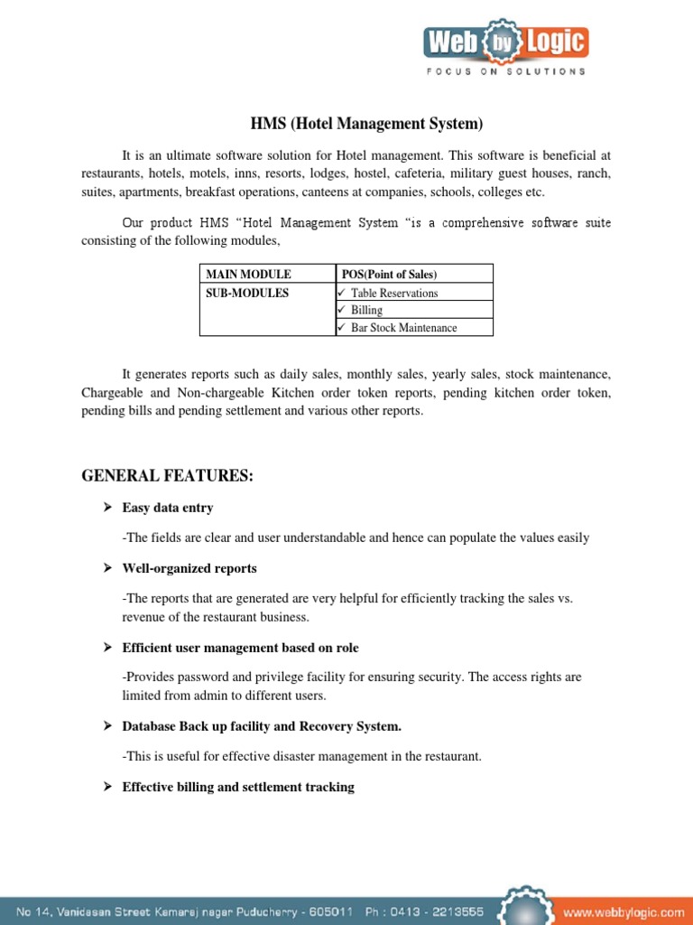 Comprehensive Hotel Management Software | PDF | Point Of Sale | Hotel