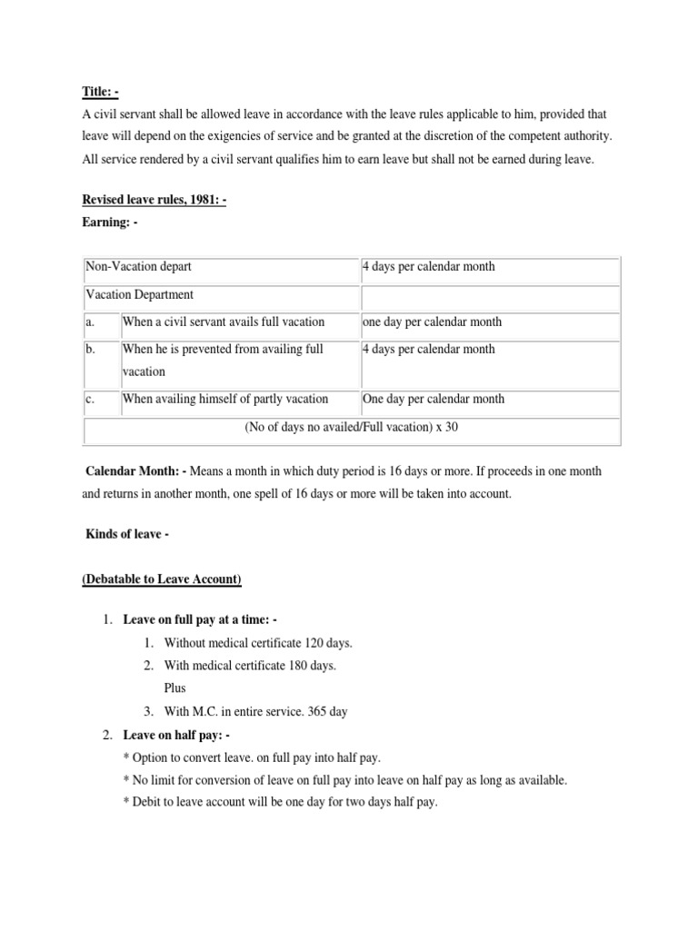 Leave-Rules PDF | PDF | Government Information | Government