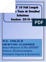 BITSAT 2019 Practice Tests & Detailed Solutions PDF