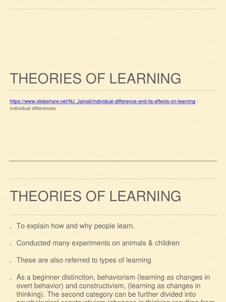 Theories Of Learning Pdf Classical Conditioning Reinforcement