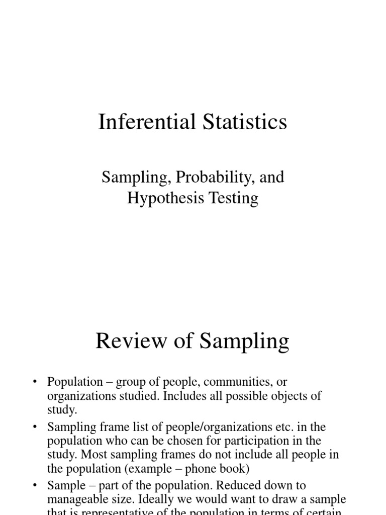Inferential Statistics: Sampling & Hypothesis Testing | PDF ...