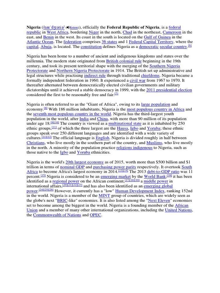 Nigeria PDF Nigeria West Africa