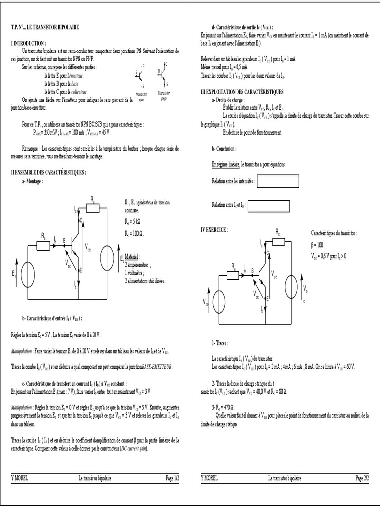 TP Transistor | PDF | Transistor bipolaire | Composants électriques