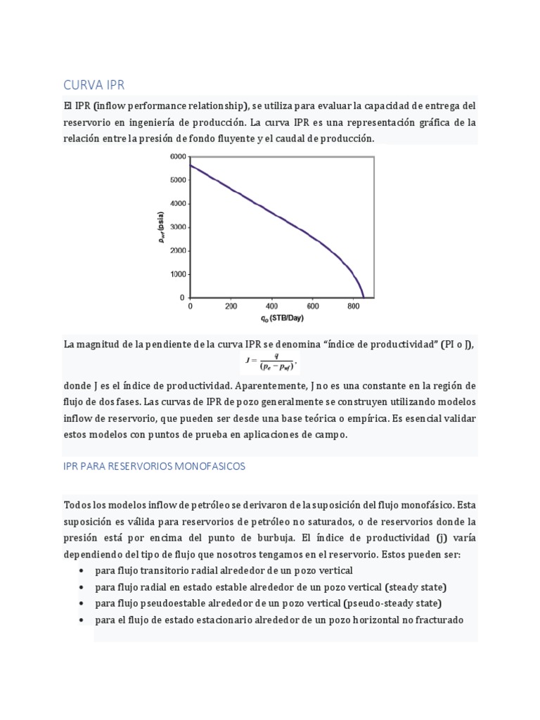 Curva Ipr | PDF | Gases | Reservorio