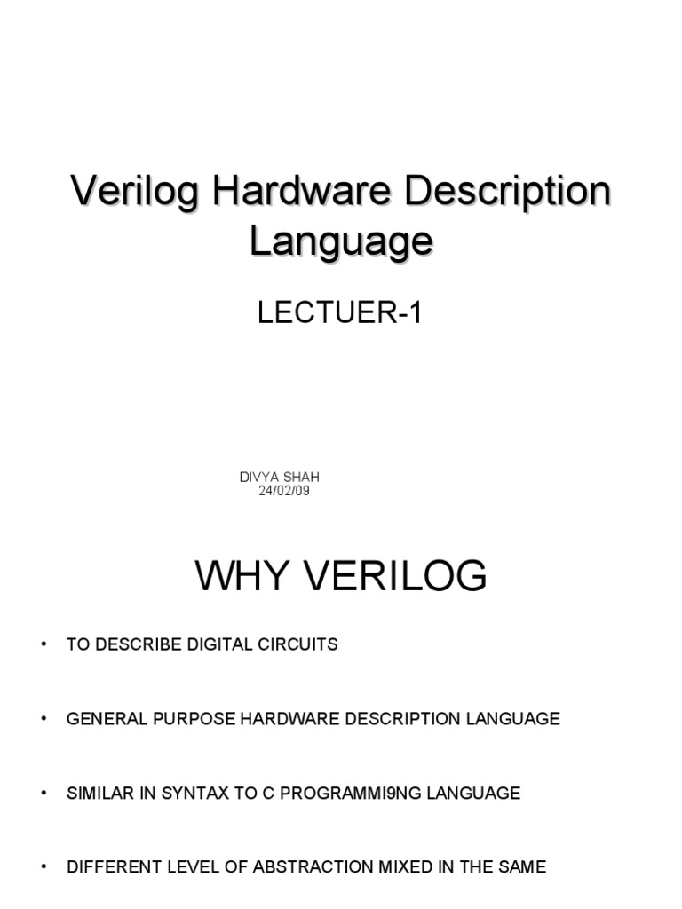 Verilog Hardware Description Basics | PDF | Hardware Description ...