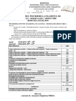 Calendarul Inscrierii Licenta 2019